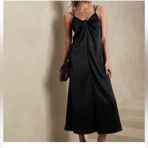 Banana Republic Twist front Satin Dress black size small